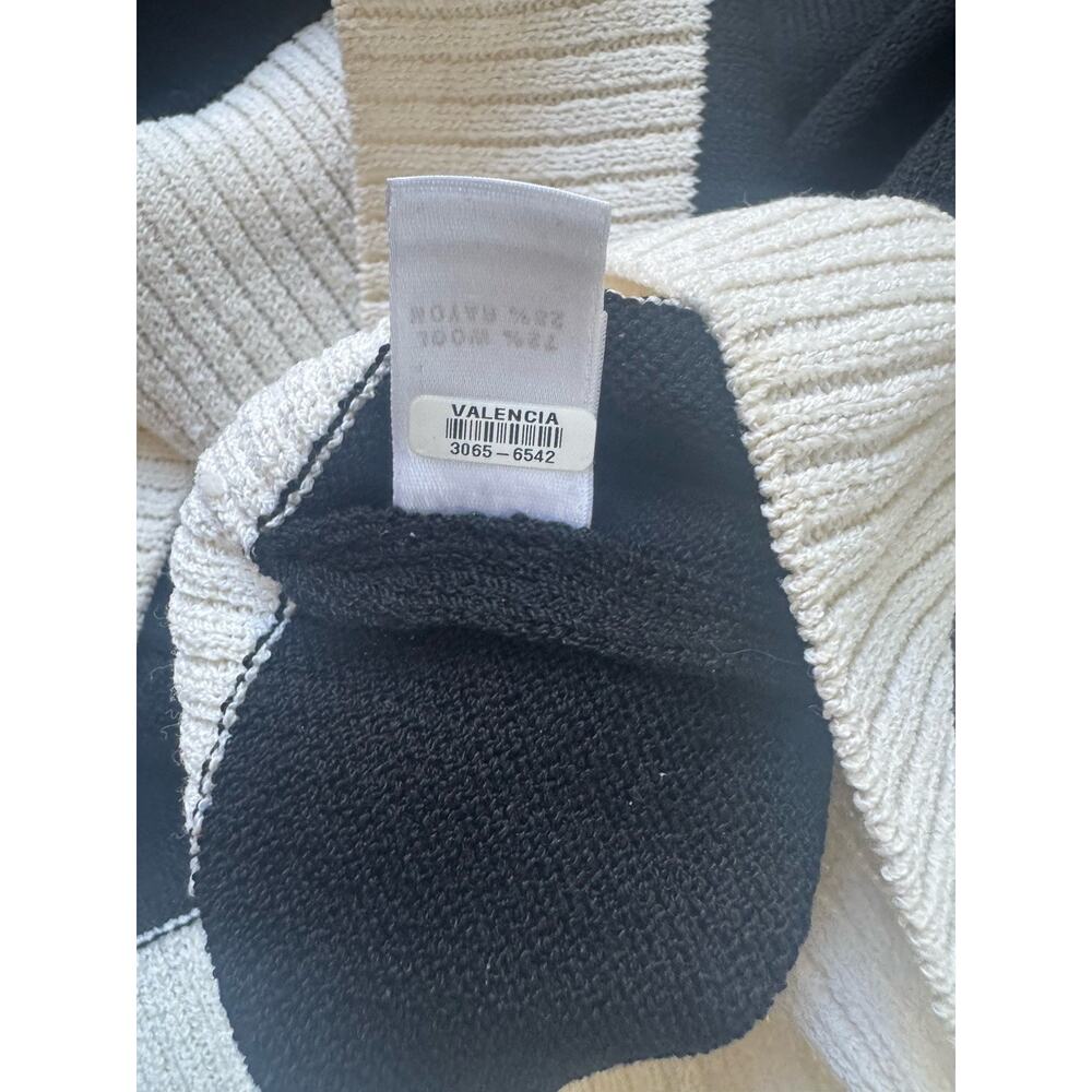 Vintage ST JOHN Cardigan Womens Medium Black Ivory Full Zip Wool Blend - Picture 10 of 12